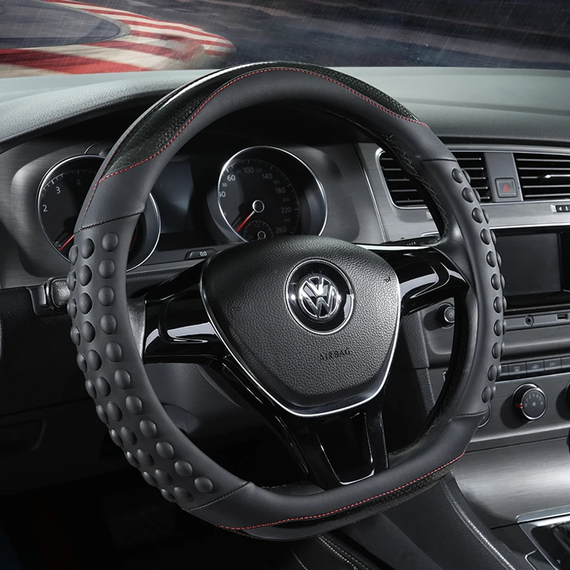 D Shape Car Steering Wheel Cover For VW Jetta 6 2017-2019 Golf 7 Scirocco Bettle 2012-2019 Tiguan 2019 2020 Auto Accesorioss