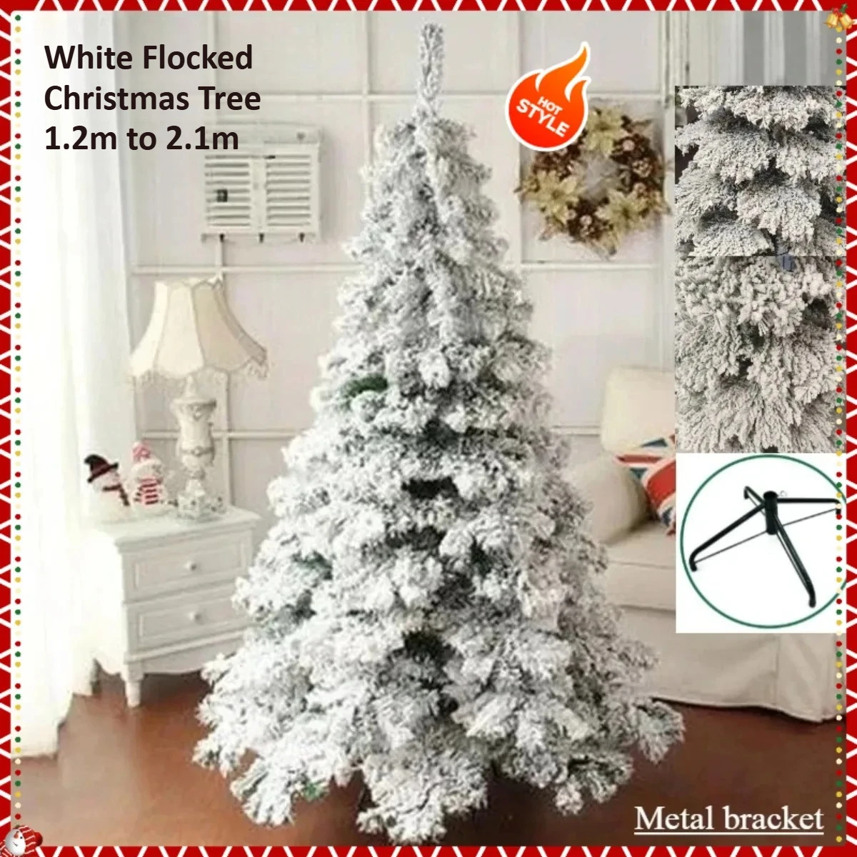 

Artificial Christmas Tree PVC Encrypted Luxury White Flocked Christmas Tree 1.2m~2.1m Christmas Family Atmosphere Decoration
