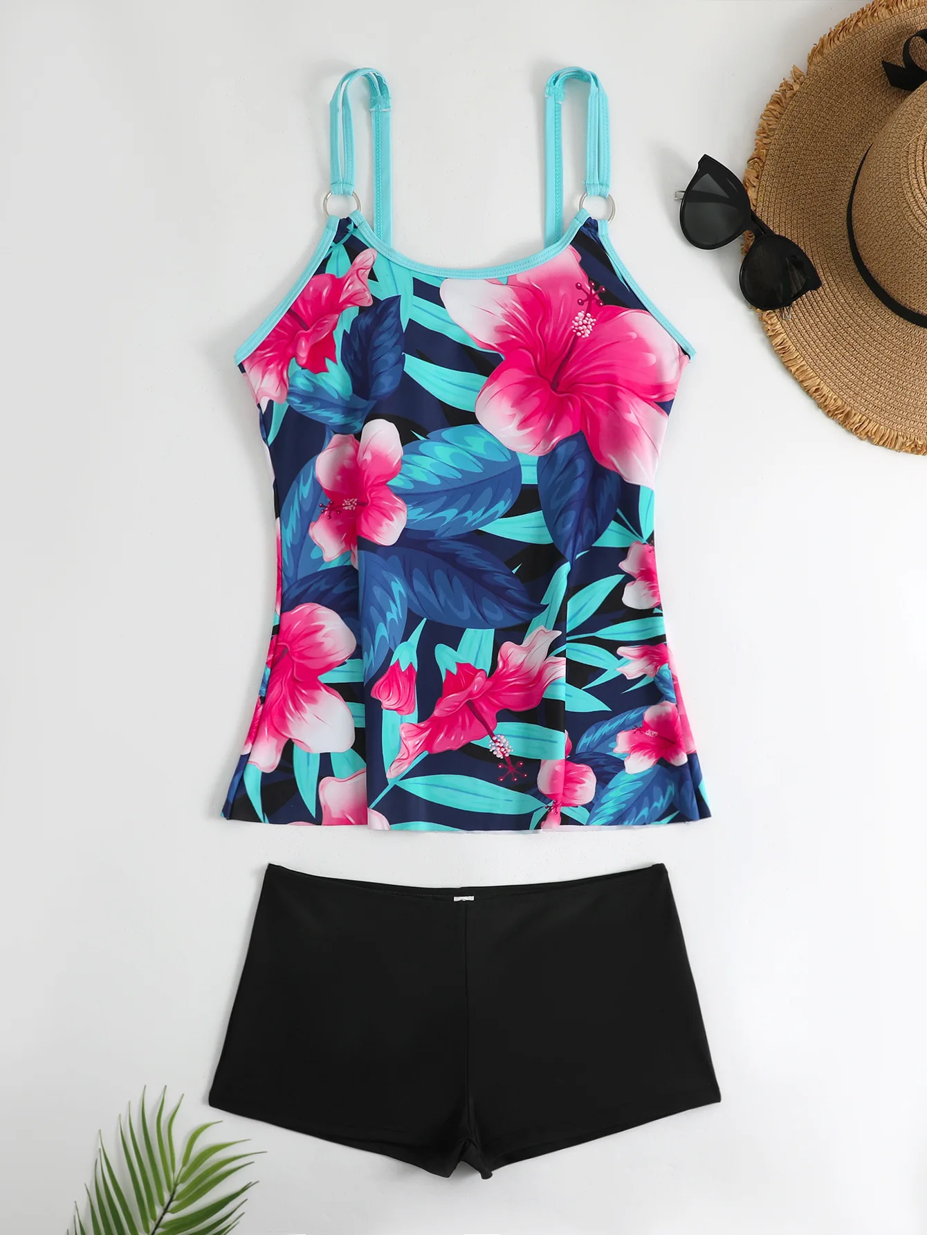 

2025 комплект танкини с цветочным принтом, женский купальник с высокой талией, сексуальный купальник с эффектом пуш-ап, шорты-боксеры, женский купальный костюм, плавки