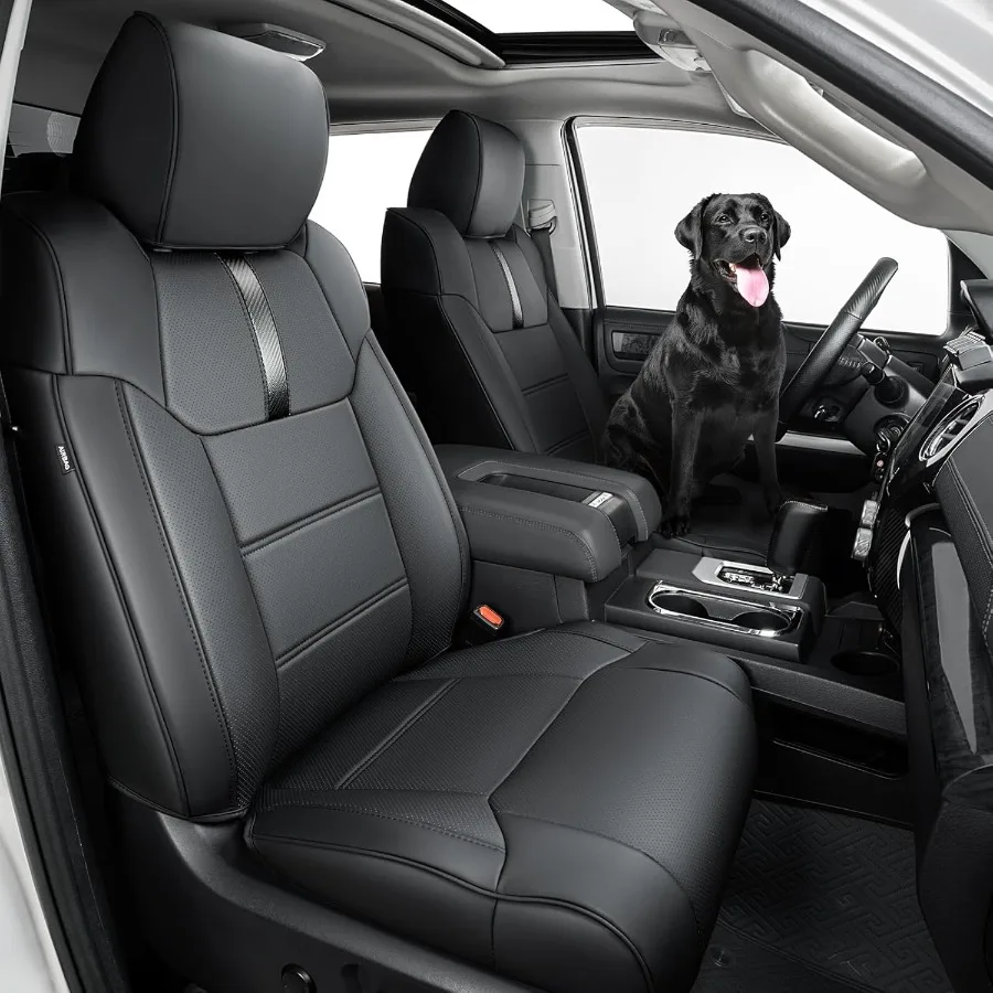 

Super Cover for Tundra Seat Covers 2014-2021 CrewMax Only Full Covered Leather Seat Protectors Carbon Fiber Car Accessories