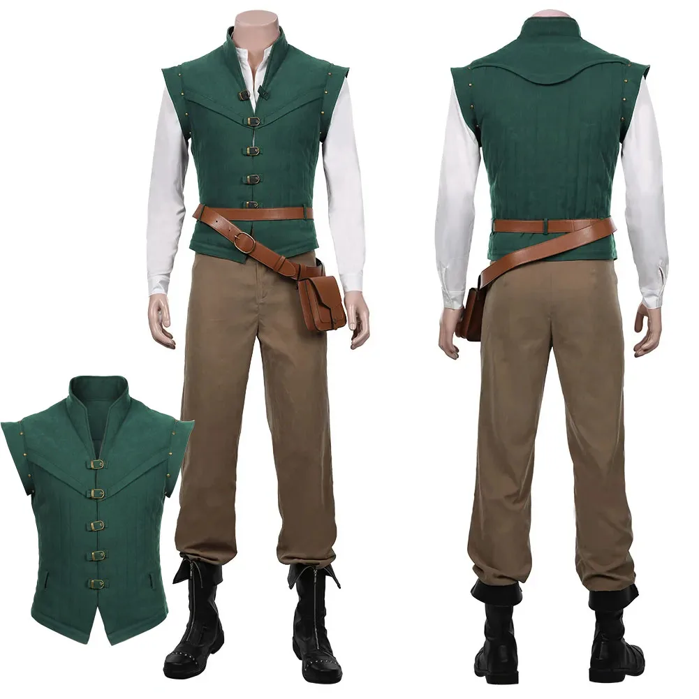 Men Flynn Halloween Carnival Cosplay Rider Fantasia Costume Fantasy Adult Uniform Vest Pants Belt Dress-Up Party Suit