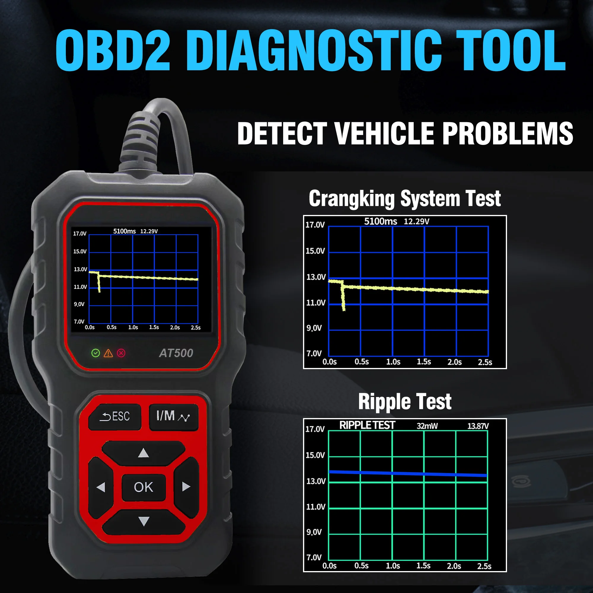 OBD2 Scanner Automotive AT500 Obd Code Reader Diagnostic Tools Read and Display Data For Universal Cars Car Check Engine Tool