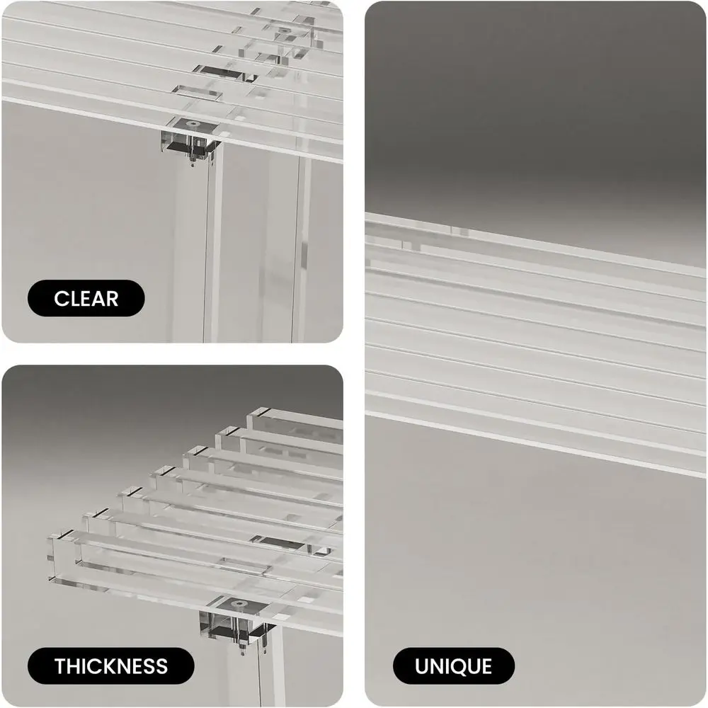 35 Banco de almacenamiento de zapatos de acrílico transparente, capacidad para 350 libras, diseño moderno para dormitorio, pasillo y fin de la cama