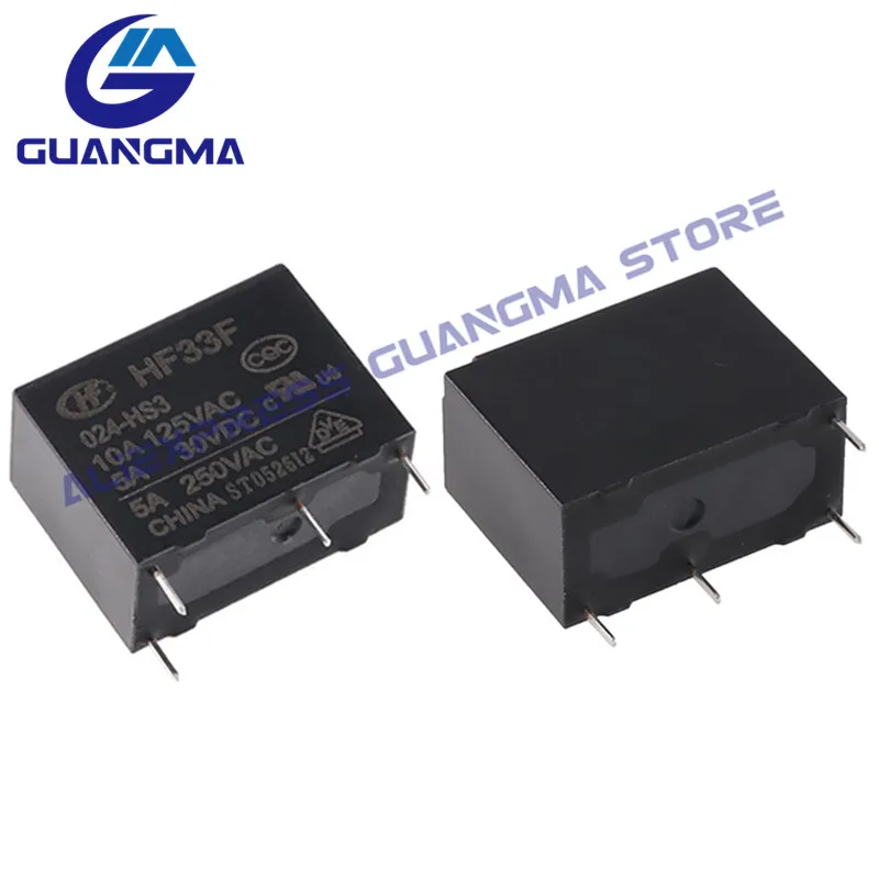 Imagem -03 - Relé Hf33f-024-hsl3 Hf33f-005-hs3 Hf33f- Zs3 50 Pcs Hf33f005 012 024-hs3 Zs3hsl3 3a 5a 10a 250vac 4pin 5pin Dc5v 12v 24v