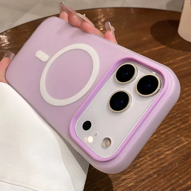 

2 в 1, матовый чехол ярких цветов для Magsafe для iPhone 17 16 15 14 Plus 13 12 Pro Max, противоударный чехол с магнитной беспроводной зарядкой