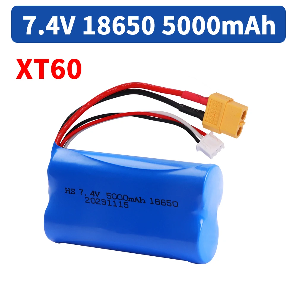 Battery for Henglong 3818 3819 3838 3839 3889 3898 3899 3908 3918 3938 3939 1/16 RC tank 7.4V 5000mAh Li-ion battery XT60 plug