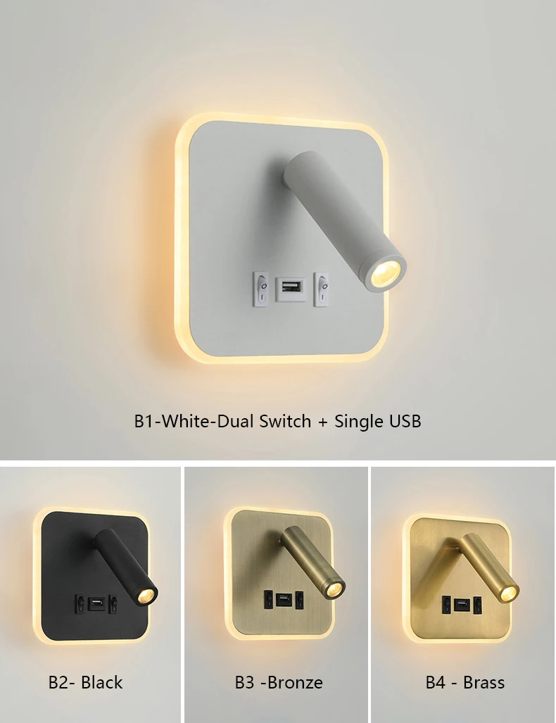 Imagem -06 - Contemporâneo Multifuncional Led Wall Sconce com Interruptor Moderna Lâmpada de Leitura Ajustável Portas de Carregamento Usb para Quartos e Escritórios