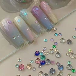 1 Box 2.8/4mm Colorful Mermaid Bubble Bead Nail Art Accessories Flat Candy Colored Semi-Circular Gems Nail Decoration