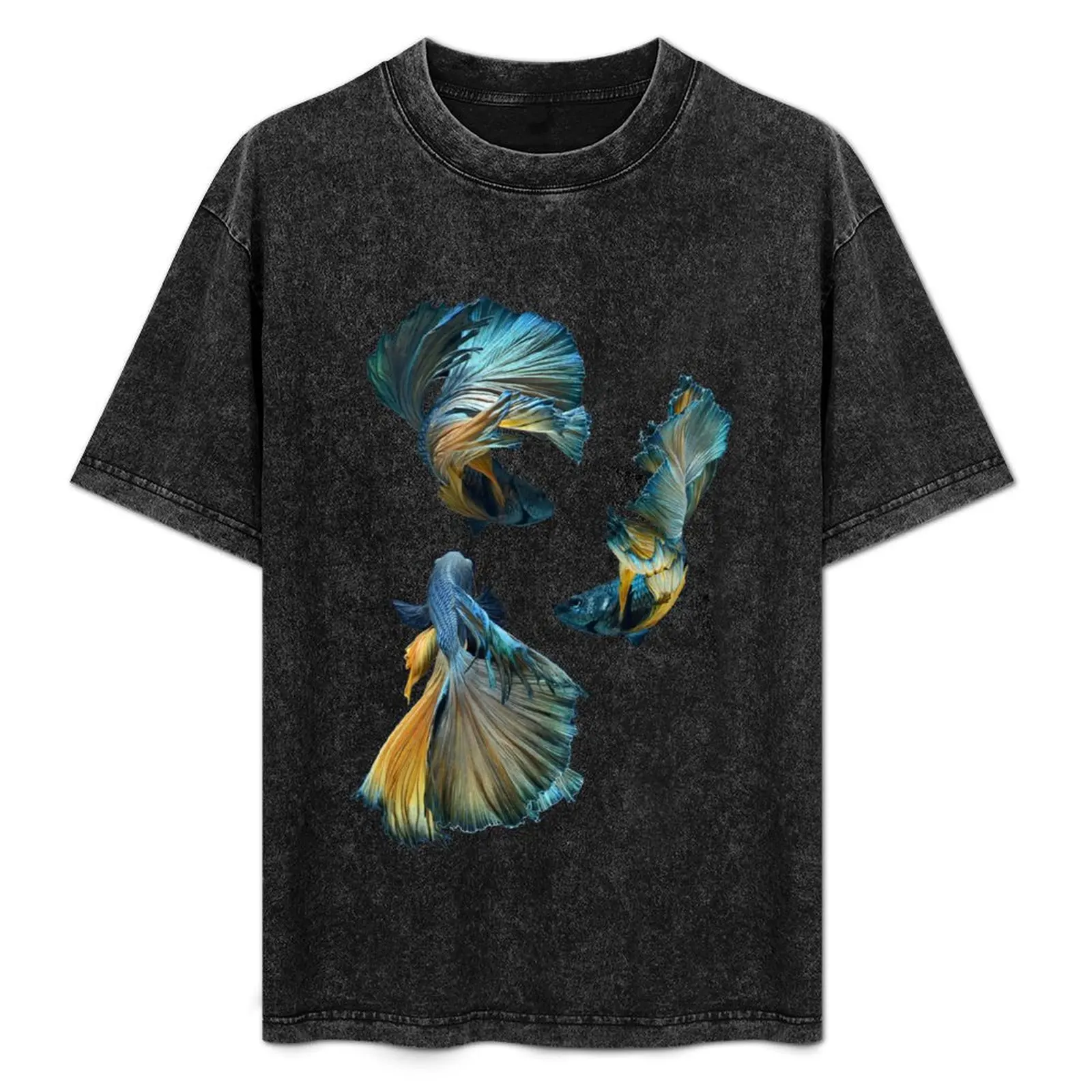 

Blue Siamese Betta Fish T-Shirt Street Art Print Tee Shirt