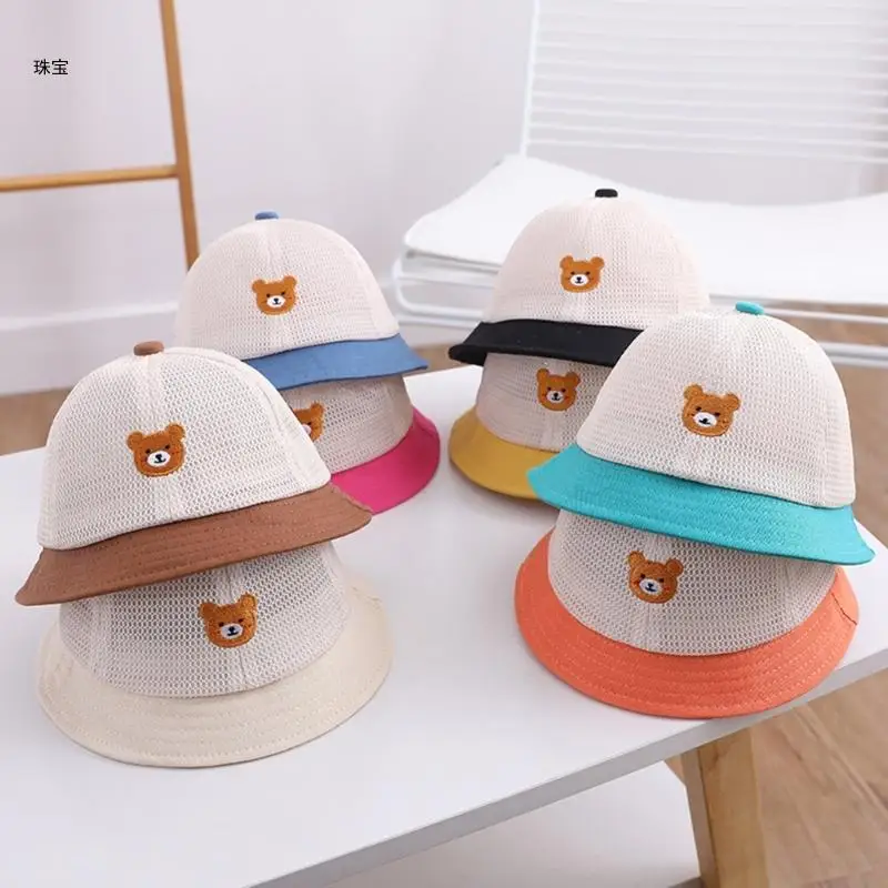 

X5QE Infant Spring Hat Wide Brim Baby Fisherman Hat Breathable Mesh Bonnet Child Hat