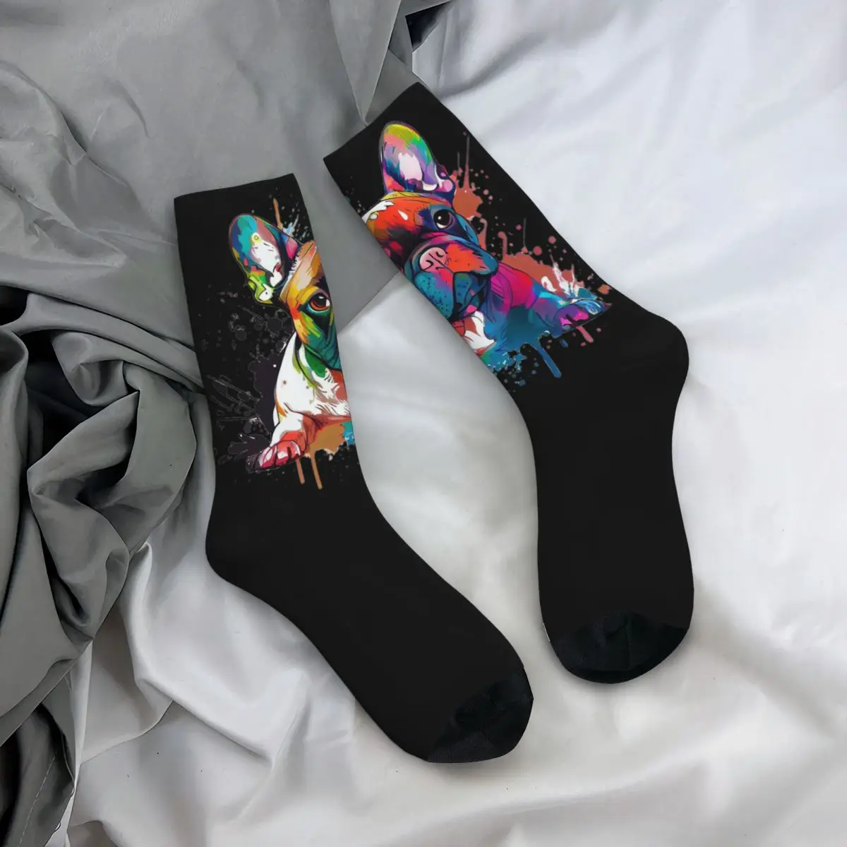 Chaussettes coupe-vent pour hommes et femmes, sans marque, motif d'animaux mignons, bouledogue, belles, adaptées à toutes les saisons, cadeaux en élasthanne