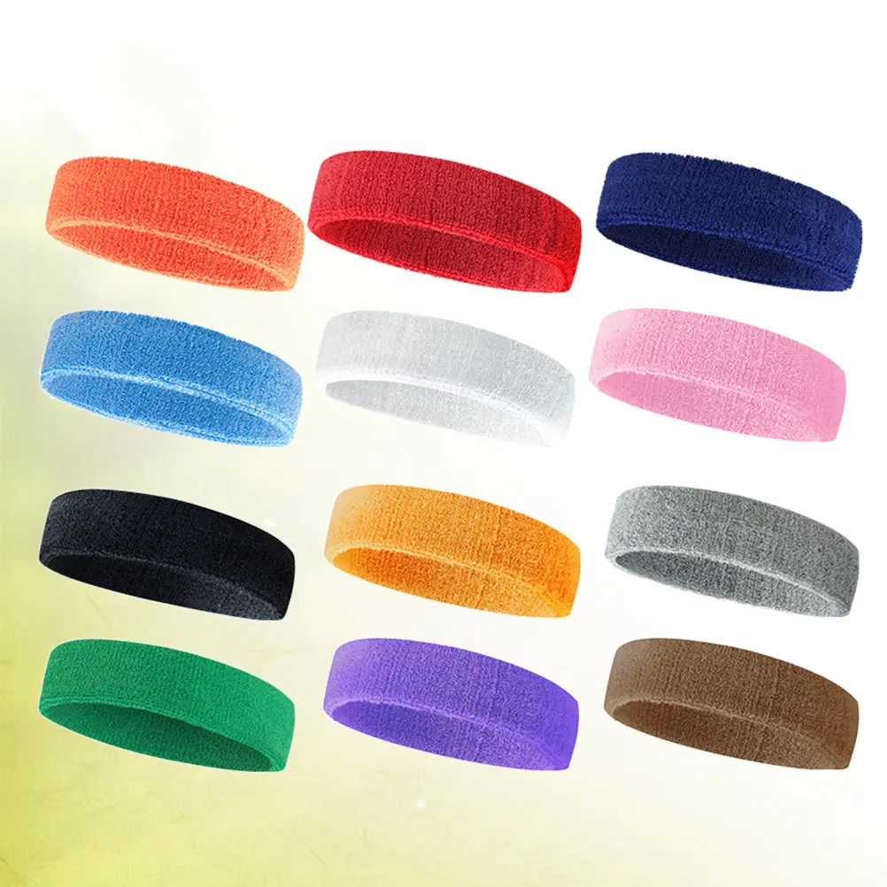 12Pcs Sports Head Wrap Set Elastic Sweat Absorption Non Slip Breathable for Yoga Running Sports Training Outdoor