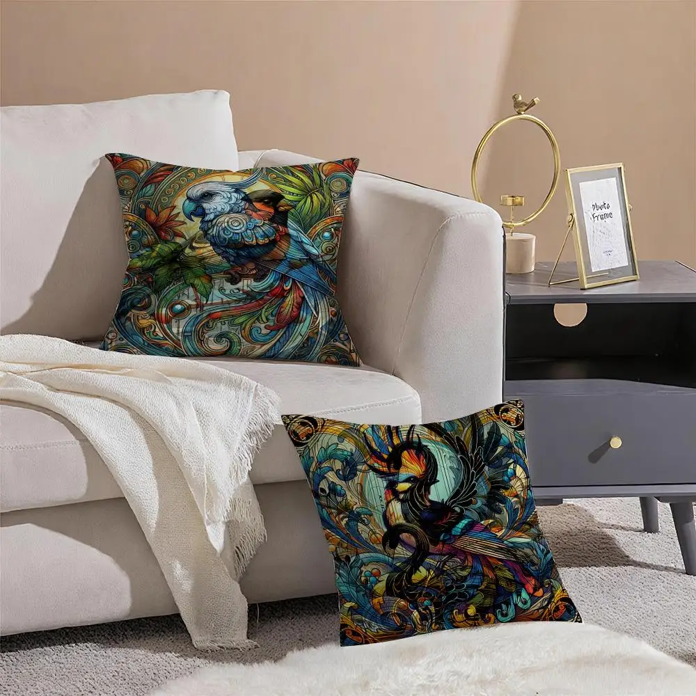 Elegant swan bird animal Cushion Cover Pattern Printed Pillowcase for Living Room Sofa Cushion Cover & Bedroom Decor