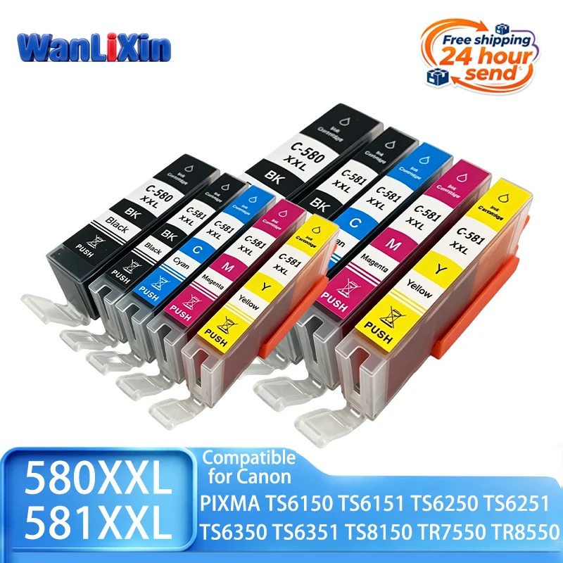 PGI-580XL CLI-581XL PGI580 CLI581 580XXL 581XXL Ink Cartridge Compatible For Canon TS6150 TS6250 TS6350 TS705 TS8150 TS9150 8350