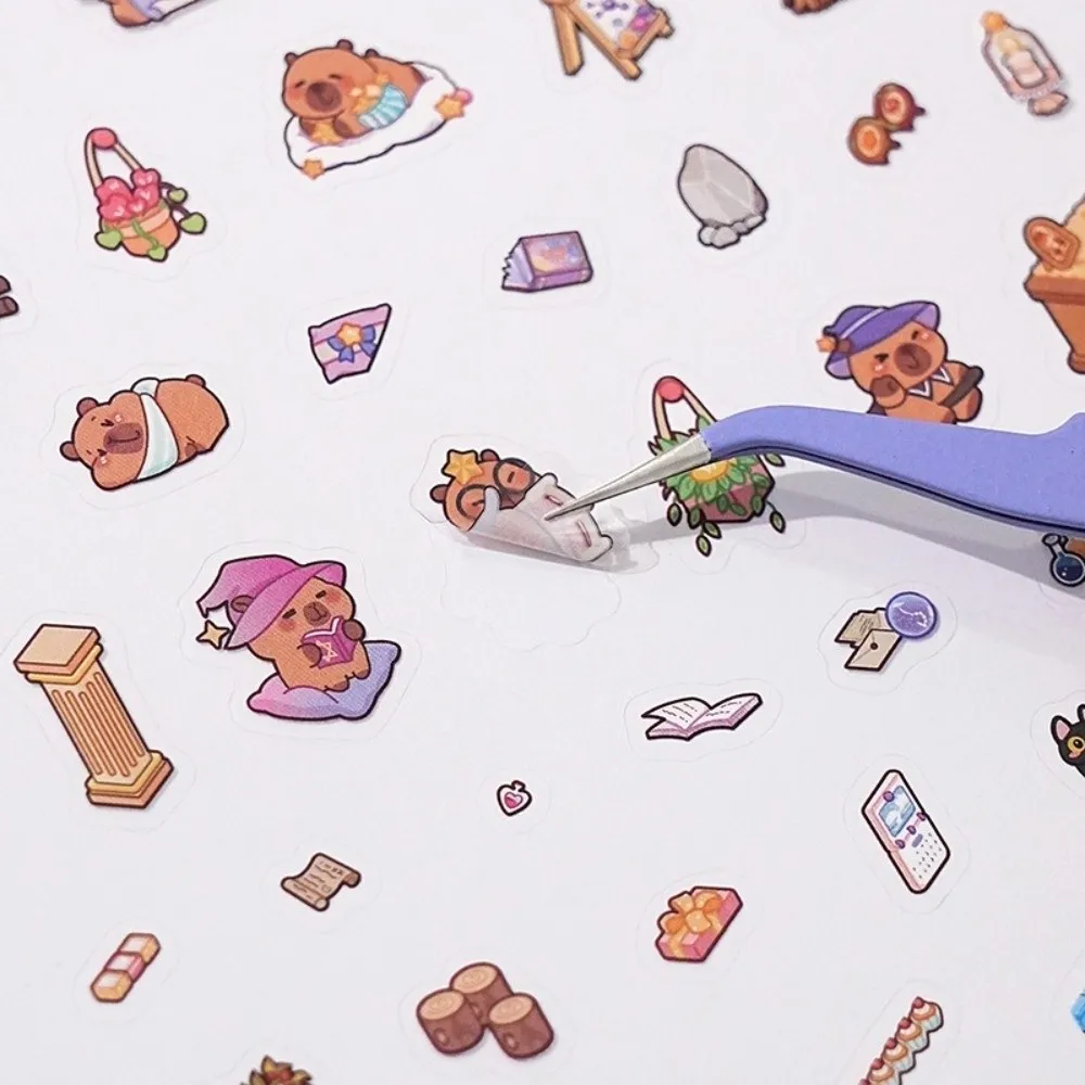 

Новые милые наклейки с 3D пейзажами капибары, 6 сцен, 12 листов, миниатюрная наклейка для домашних животных, большой размер, наклейка для штабелирования, игрушка-книжка