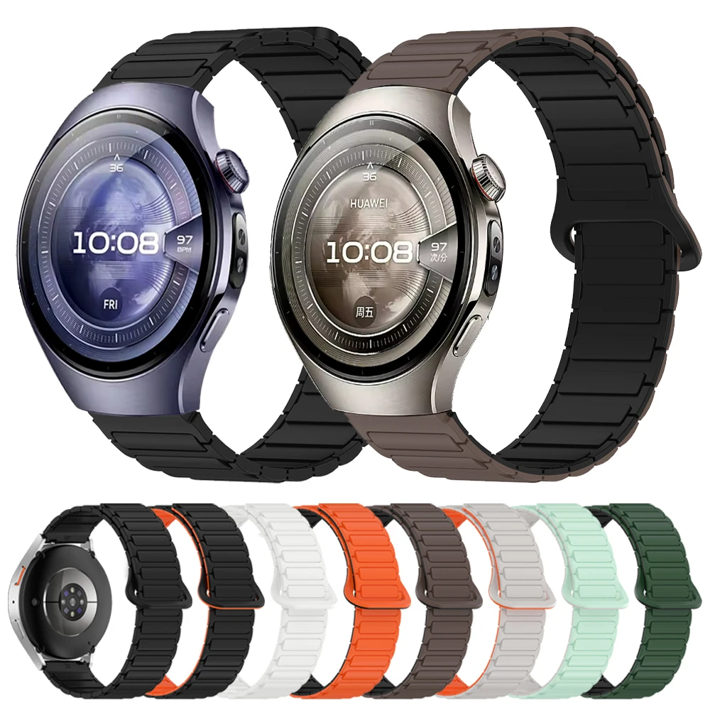 20mm 22mm マグネット式シリコンバンド HUAWEI WATCH 5 46mm/GT5 Pro/GT 5 4 ブレスレット Samsung Galaxy Watch7 6 5 4 40mm/44mm ストラップ対応