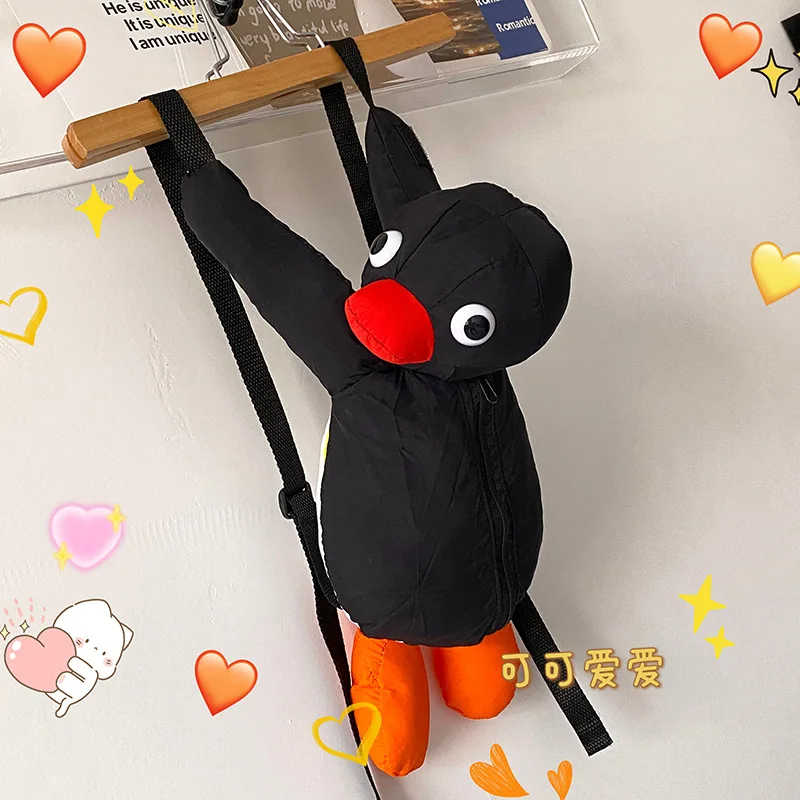 38CM Cute Cartoon Penguin Backpack Soft Stuffed Cute PINGU Plush Toy Animal Shoulder Bag for Kids Girls Birthday Gifts