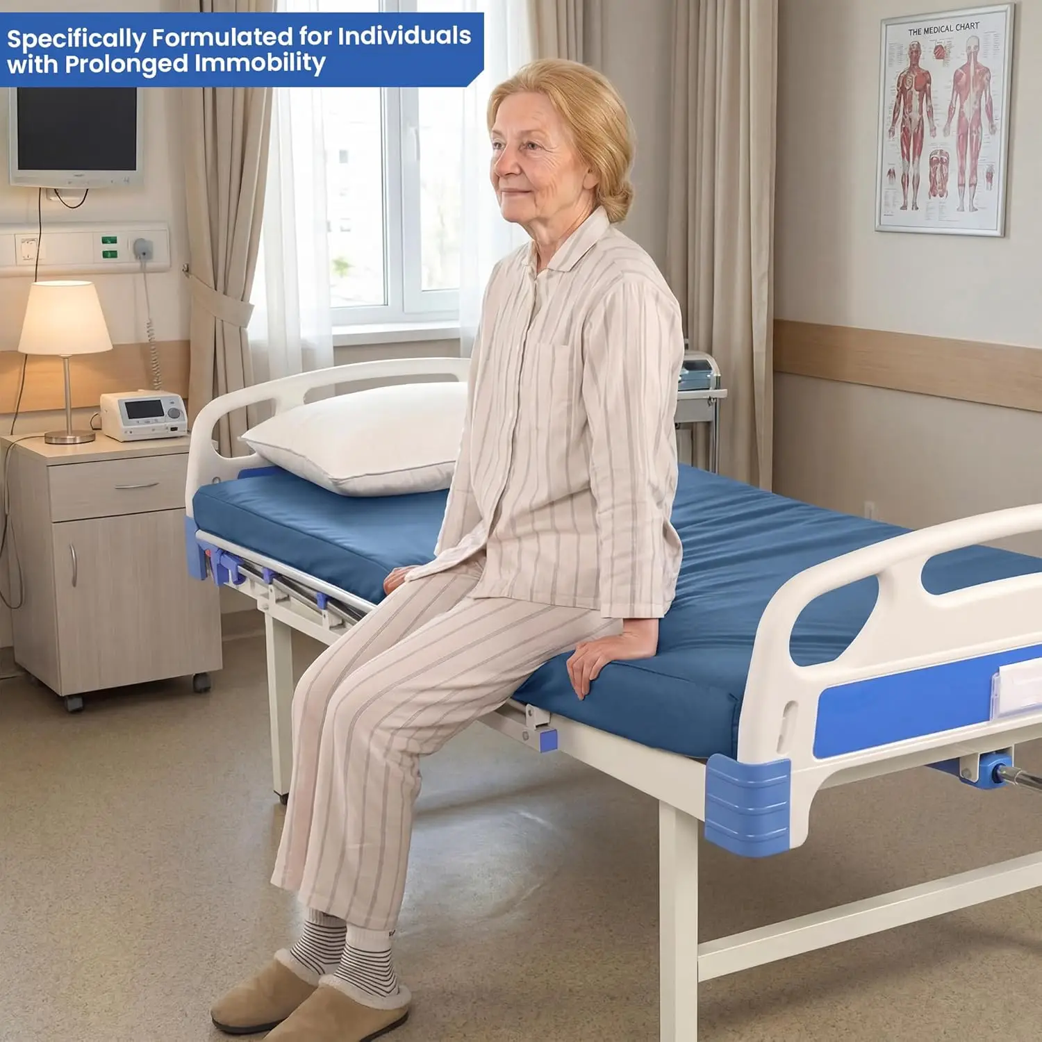 Home or Clinical Use, 5 - Zone Memory Foam Hospital Bed Mattress, Waterproof, Pressure and Pain Relief