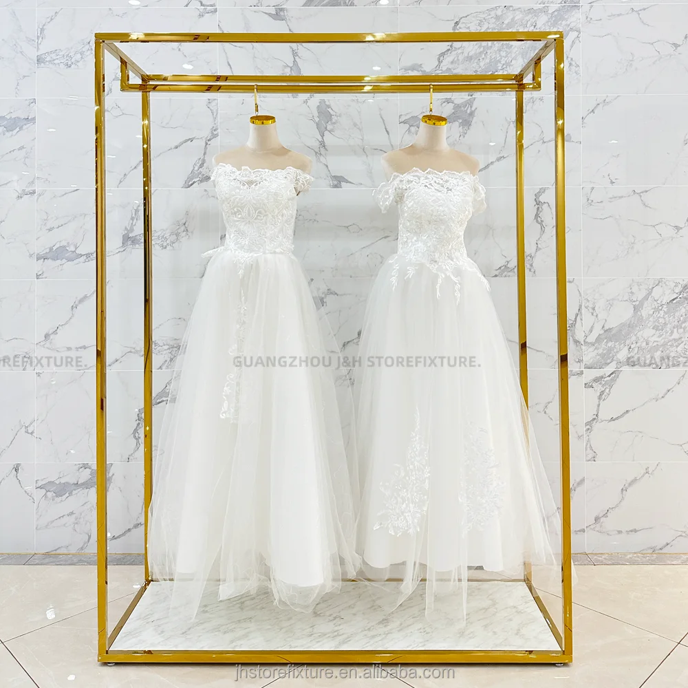 Wedding Dress Furniture Luxury Display Rack Gold Store Display Stand Trade Show Display Shelves