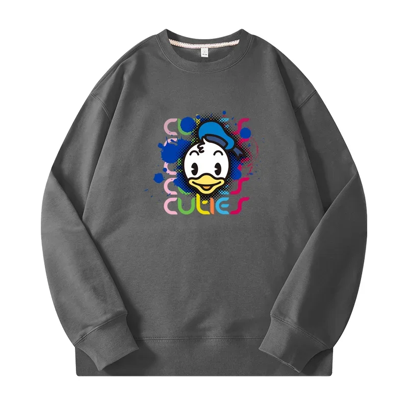 Autumn and Winter Disney Donald Duck Cartoon Anime Printing Men's and women's round neck pullovers Couple's clothing pullover