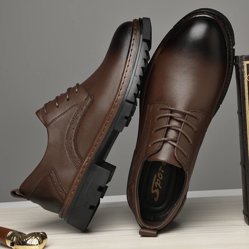 

Classic Handmade Man Oxford Shoes Genuine Leather Men Business Formal Flats Luxury Brand Men Casual Shoes Breathable Derby Shoes