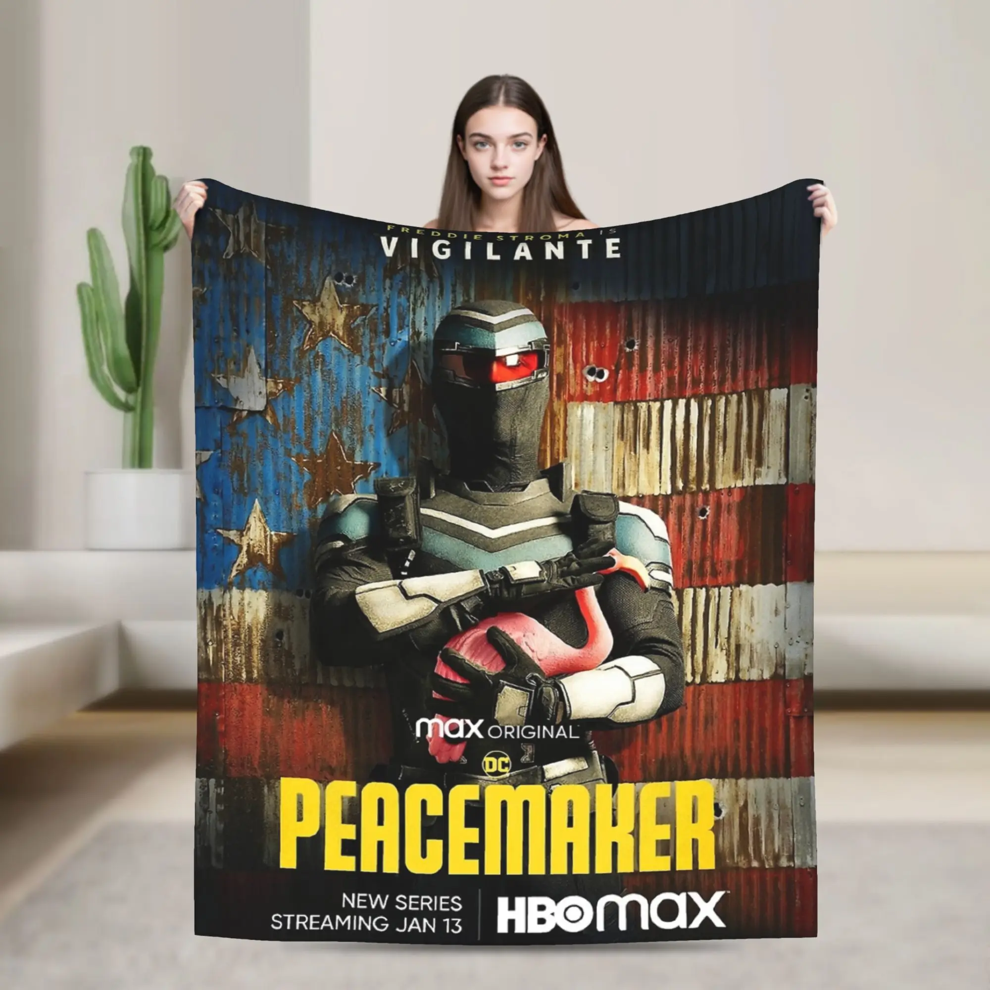 ملصق Vigilante Peacemaker بطانية الصوف الجدة لينة رمي بطانية لتغطية كرسي أريكة الصيف #1