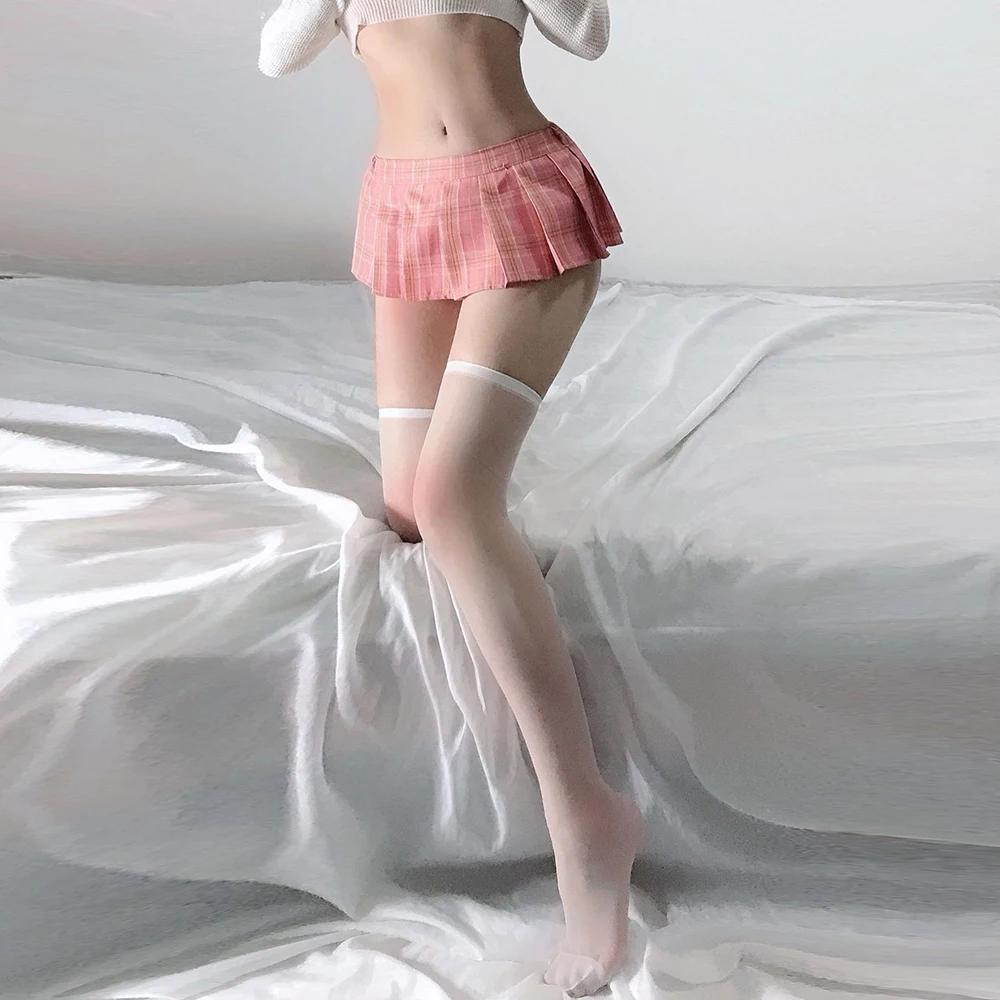 

1pc Women Japanese Super Short Mini Skirt Plaid Skirts Ruffle Pleated Exotic Lingerie Cosplay Roleplay (no Sock)
