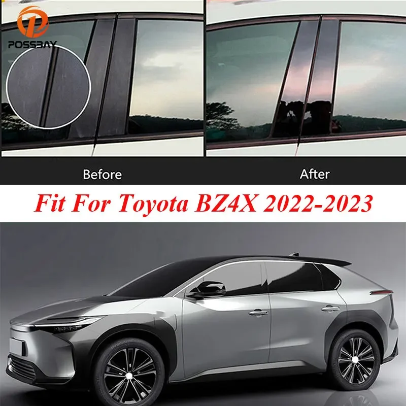 8Pcs/Set for Toyota BZ4X 2022 2023 Door Window Pillar Posts Trim Molding Cover Kit Decorative Accessories Auto Styling