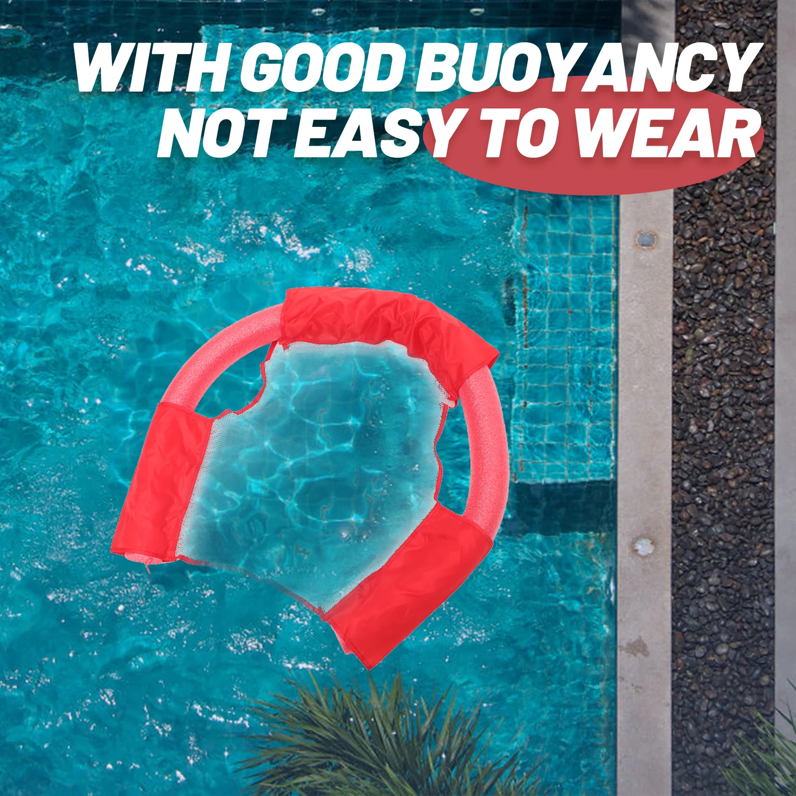 

Floating Pool Chair Net Buoyancy Rod Easy Install Water Swimming Seat for Adults Red Noodle Sling Lightweight