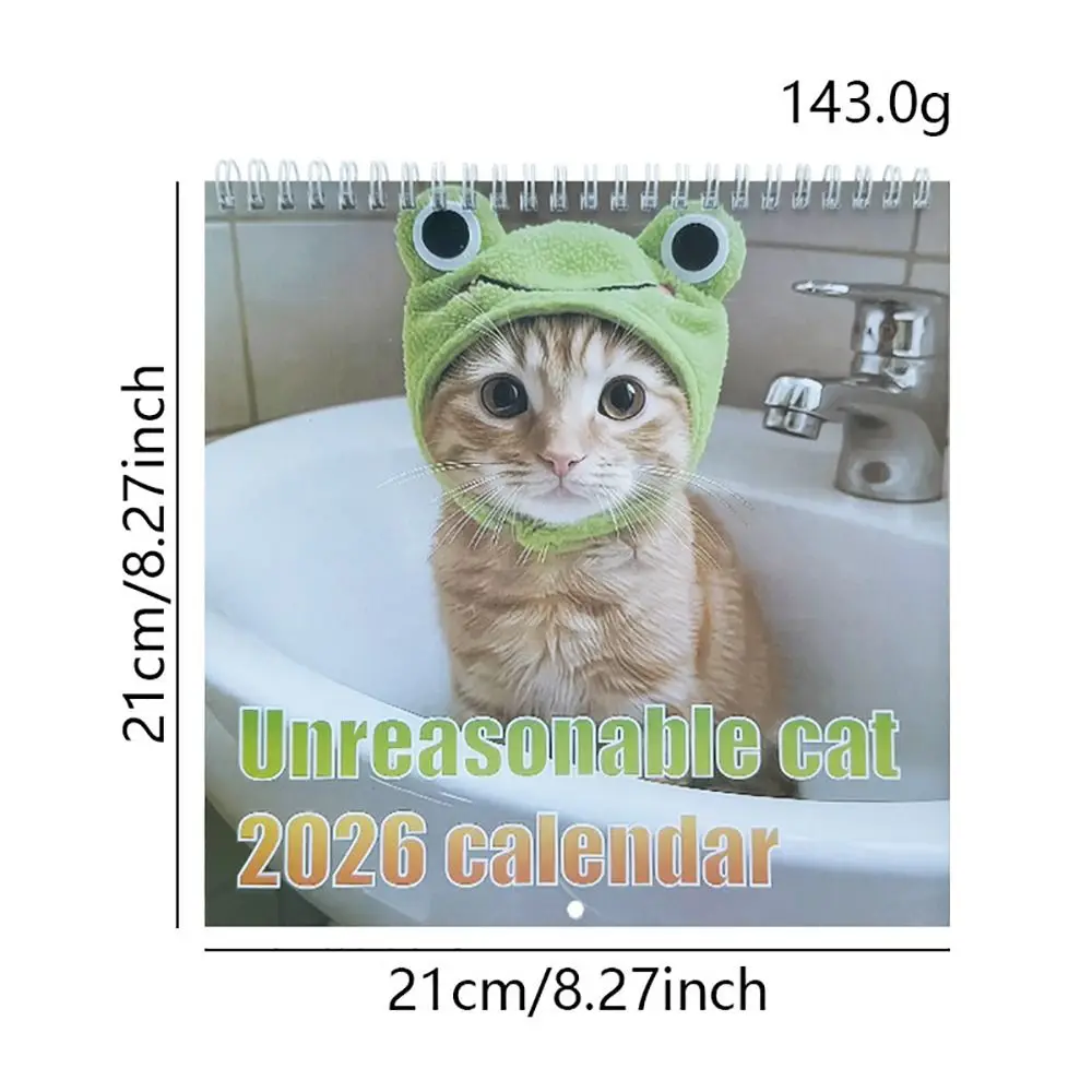 شهر واحد لعرض 2026 تقويم القط رائعتين قبعة الضفدع العينين القط مذكرة مخطط جدول مخطط شهري و يومي التقويم الشهري #6