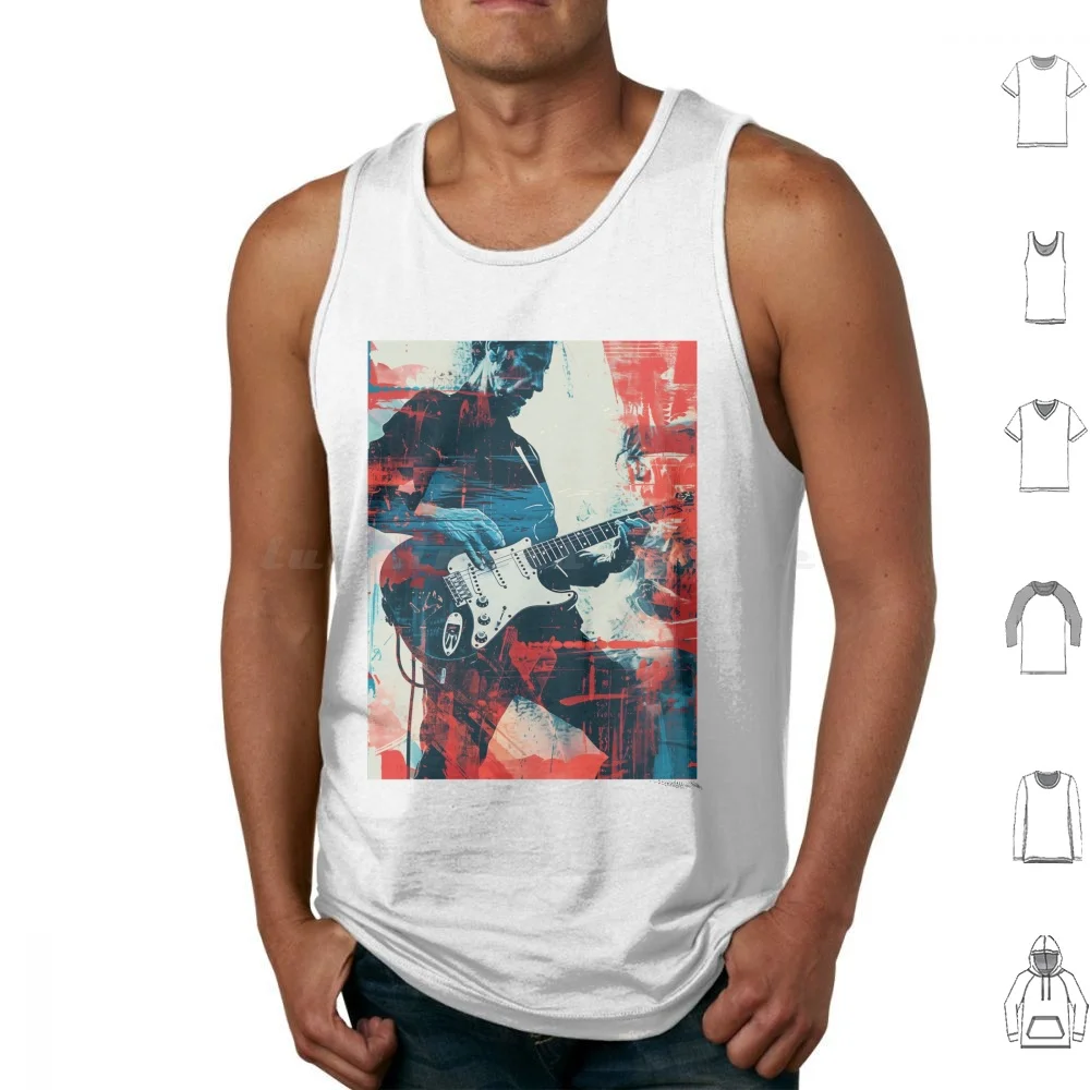 Eric Tank Tops Vest Sleeveless Music Electric Guitar Iconic Musician Vibrant Colors Abstract Art Expressionism Retro Style