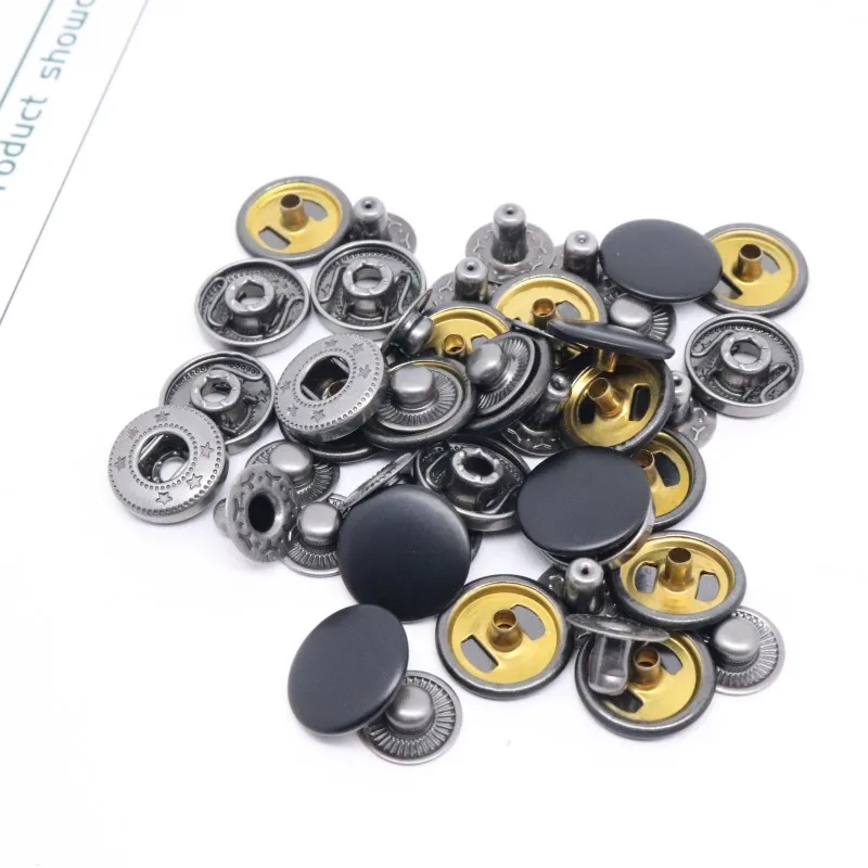 484 نمط الربيع أزرار إطباقية مجموعة مشابك الضغط المعدنية للخياطة والجلود والسترات والحقائب والحرف اليدوية ومشاريع DIY-15mm