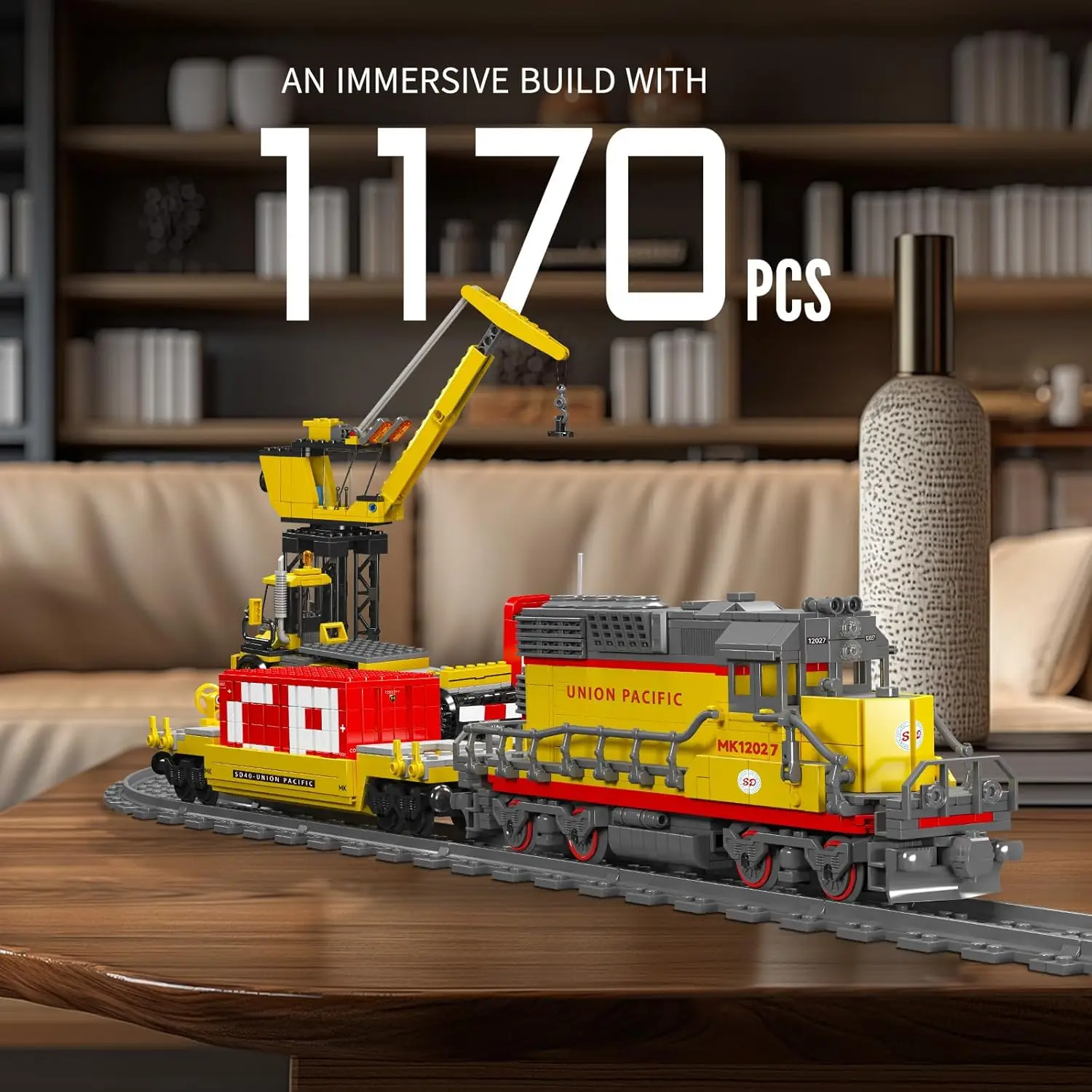 MOULD KING World Train 12027 EMD SD40-2, blocs de construction de Locomotive Diesel, Train ferroviaire télécommandé, ensemble de jouets, cadeau d'anniversaire