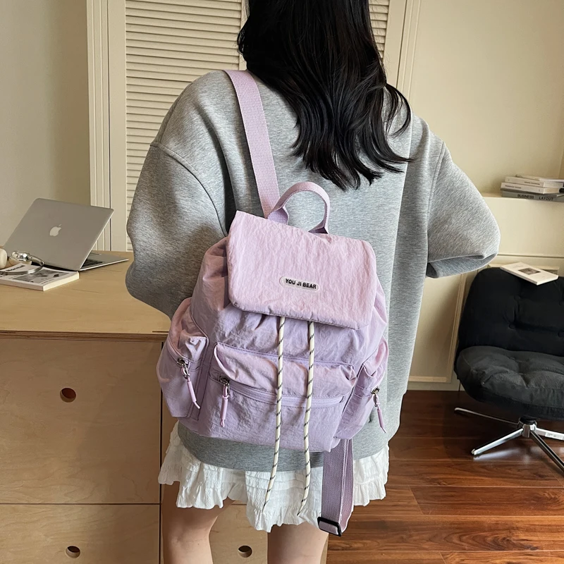 LEFTSIDE Women Cloth Small Soft Backpacks 2025 Design Backpack for Teens​​ Girls School Bag Solid Color Travel Yellow Back Pack