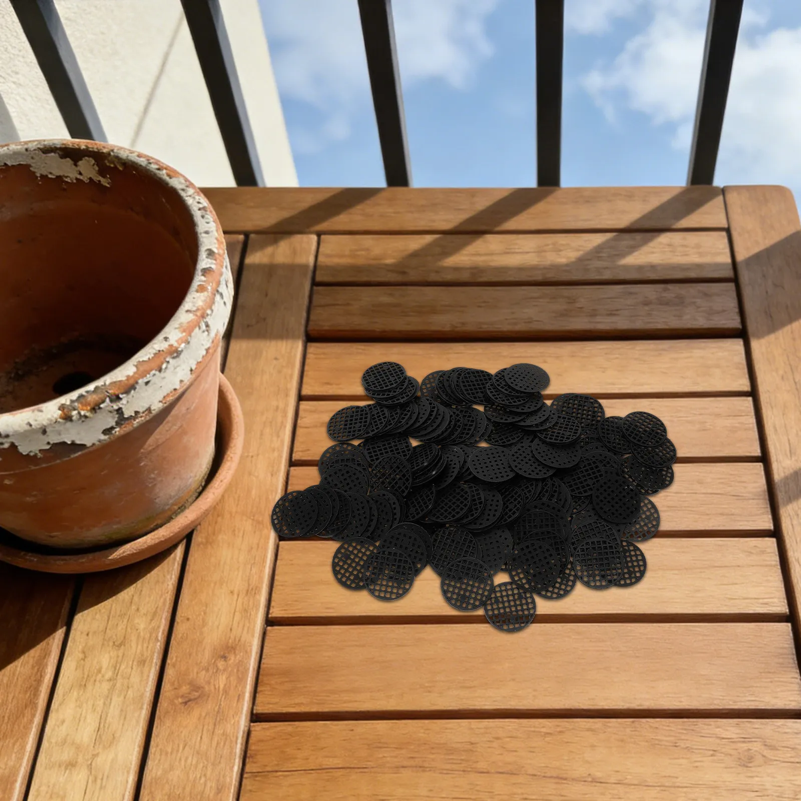 500Pcs Flower Pot Drainage Pads 1 Inch Mesh Grid Discs for Planter Pot Bottom Hole Soil Loss Prevention Moisture Regulation