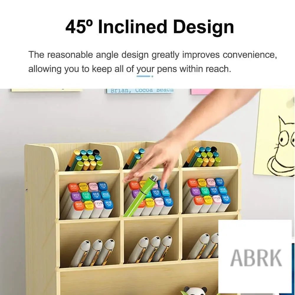 

Wooden Desk Organizer, DIY Pen Holder Storage Box Desktop Stationery Storage Rack, Pan Organizer Caddies