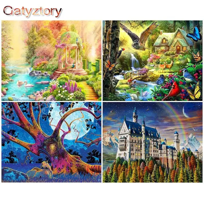 

GATYZTORY 60×75cm Painting By Numbers Landscape Animal Canvas Drawing Handpainted Kits Acrylic Paints Home Decor Wall Artwork