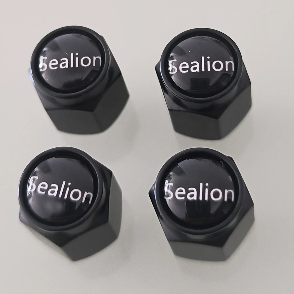 

For BYD Sealion 7 EV Sealion 6 8 Car Wheel Tire Air Valve Caps Stem Cover With Brand Aluminum Alloy Black Accessories 4 Pieces