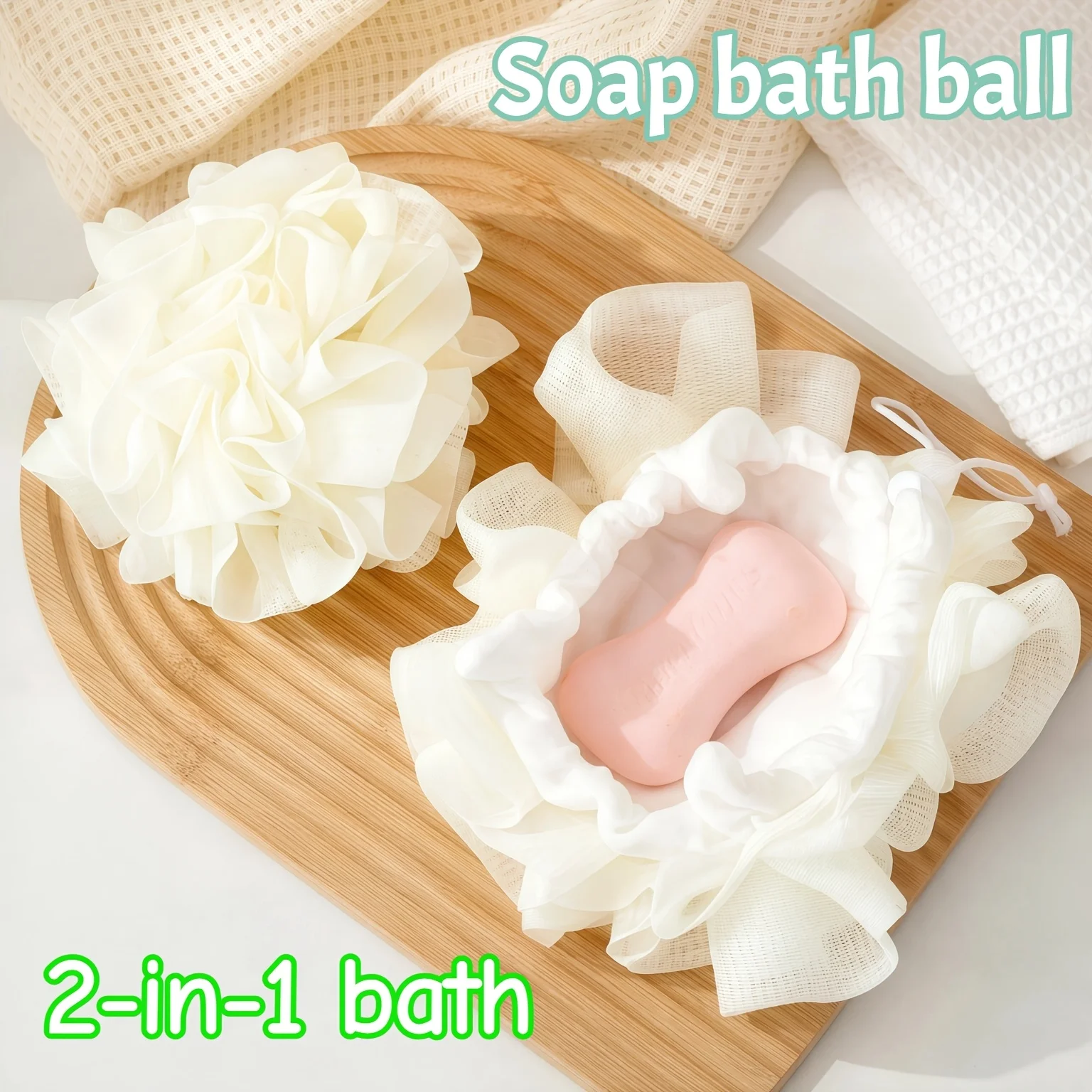 1/2pcs Soap Bath Pouch Exfoliating Body Scrubber Ball Shower Puff Foaming Bag Face Cleaning Sponges for Bathroom Washing Tools