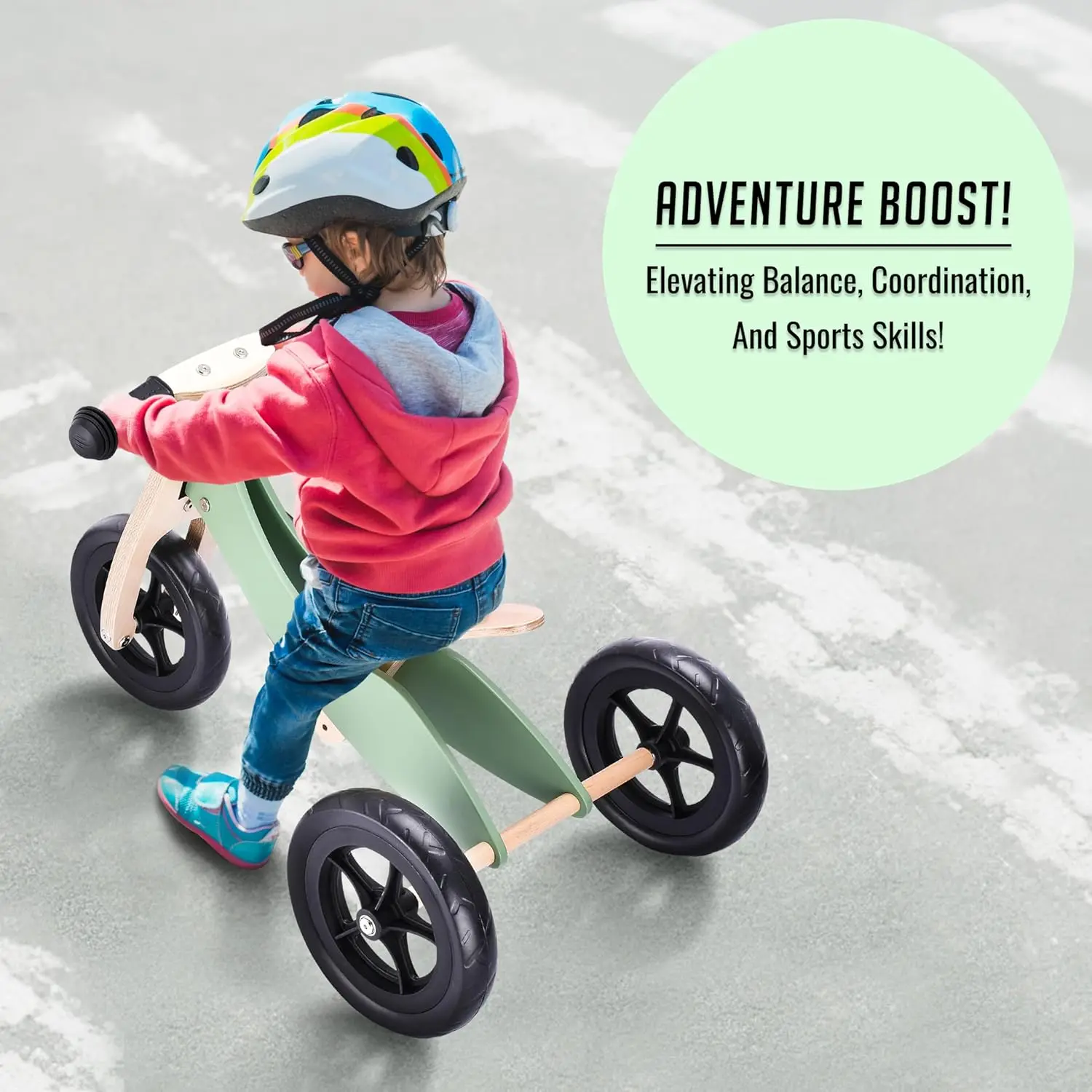 Bicicleta de equilibrio de madera para niños pequeños, triciclo sin pedales, neumáticos a prueba de pinchazos, ergonómico y duradero, regalo de cumpleaños para niños y niñas