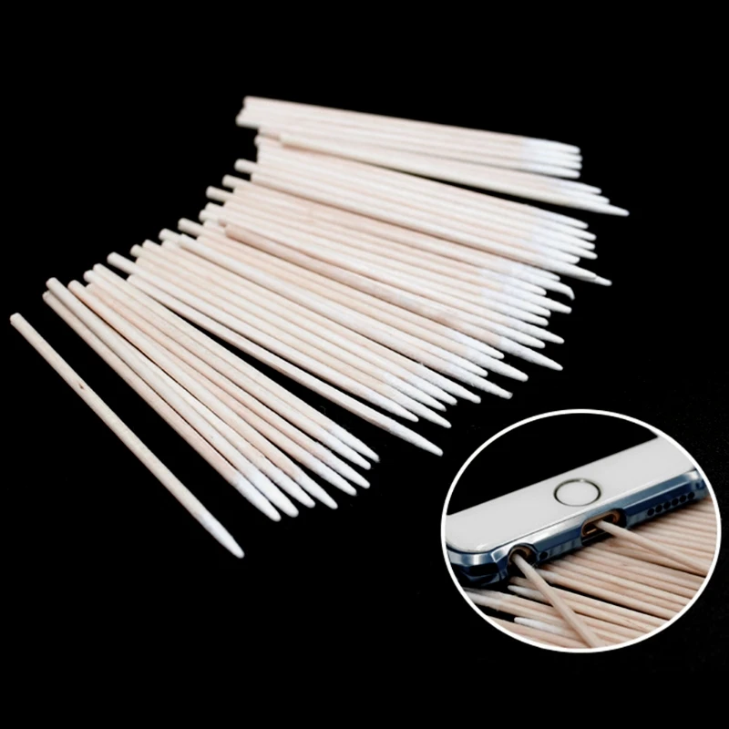 100 Pcs Portable Charge Port Earphone Hole Cleaning Cotton Swab Stick Tools for phone for Huawei Multifunctional