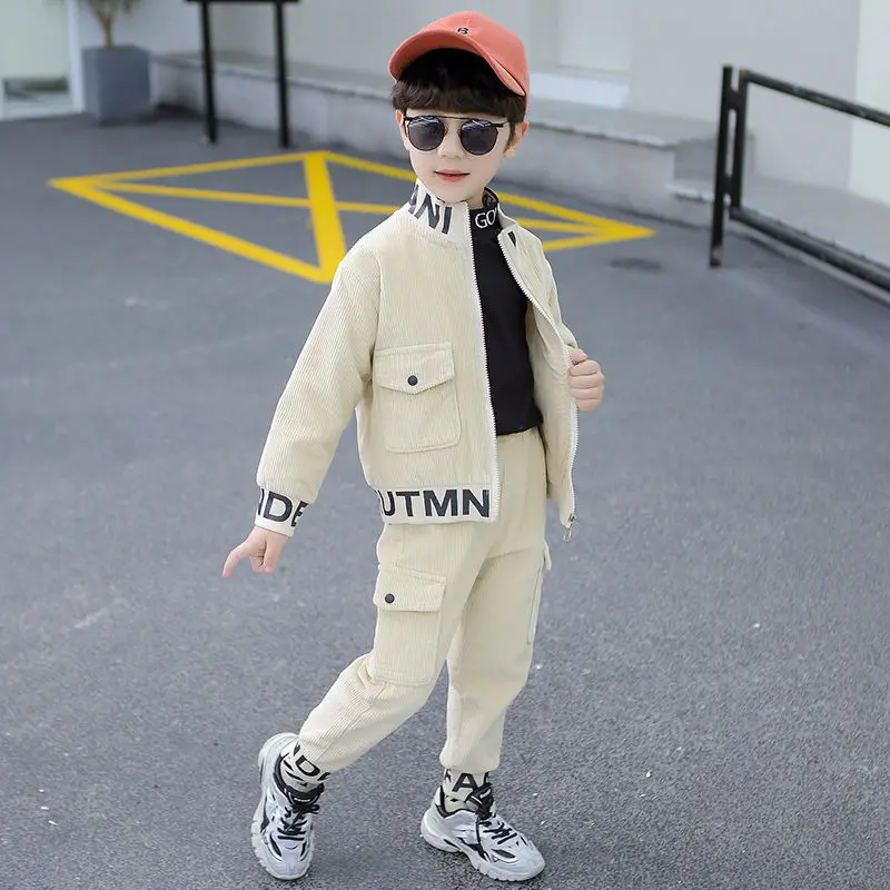 Boys\' Clothes Sets Coat+Pants 2PCS/Set Cotton 2023 Spring Autumn Sportswear Suit Tracksuit Teenagers Children Clothing