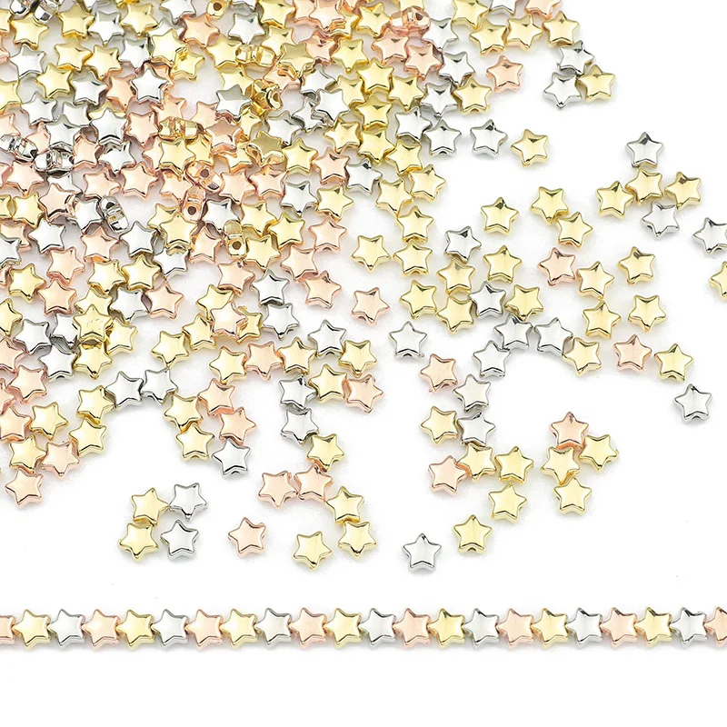 200pcs 6mm Star Shape CCB Beads Gold Silver Plated Loose Spacer For Jewelry Making Accessories DIY Necklace Bracelets