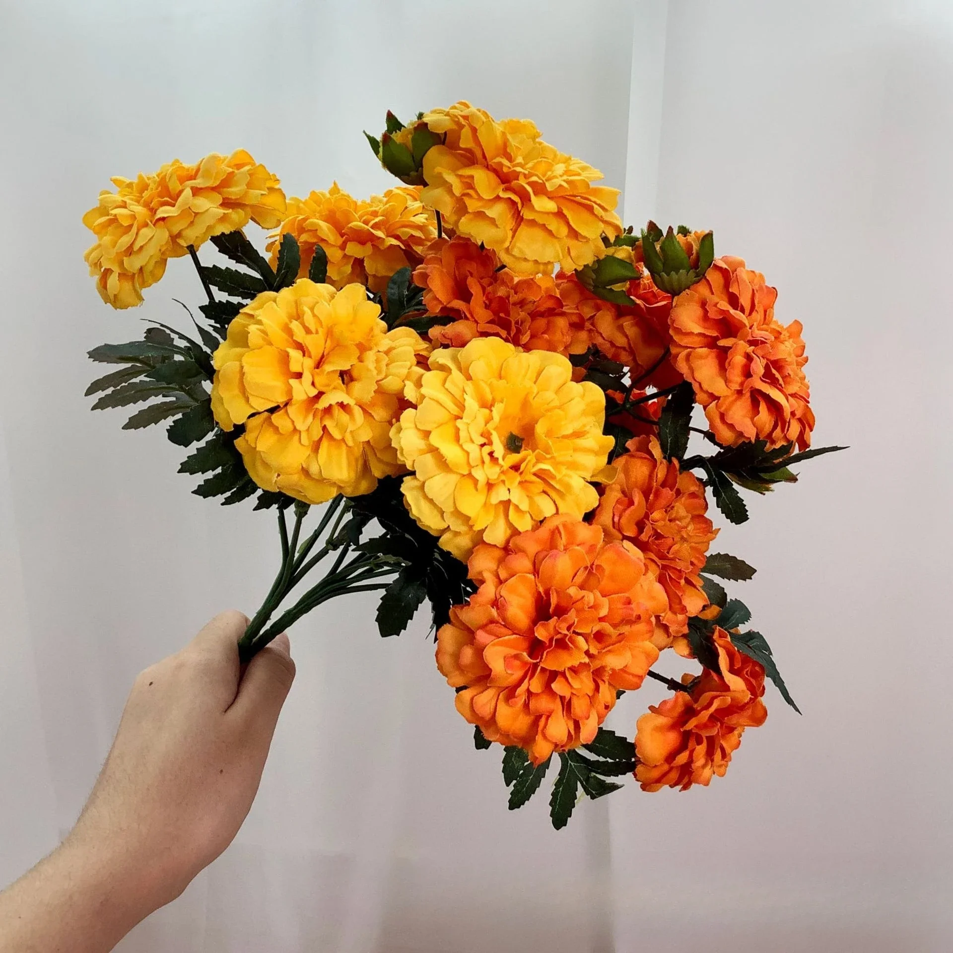 Vintage Künstliche Ringelblumen, Faux-Kalendula-Bouquet, Einfacher Retro-Stil für Wohnzimmer, Heimdekoration, Vasen-Mittelstück – Detail 3