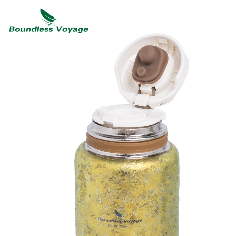 Boundless Voyage Flacone sottovuoto in titanio da 500 ml Bottiglia termica sportiva con tazza Brocca per bere isolata Bollitore per conservazione calda o fredda