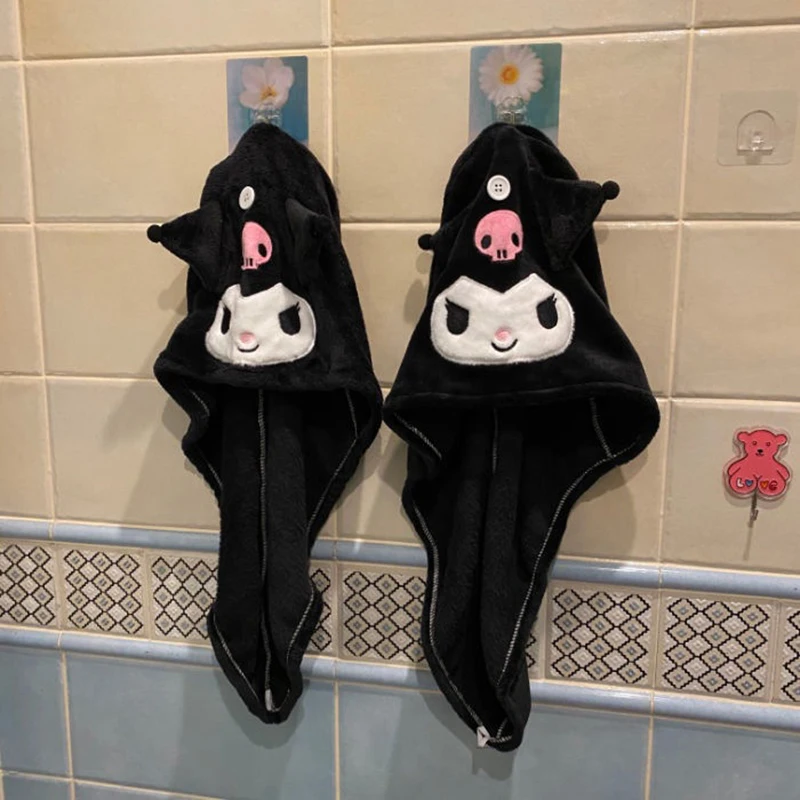 Kawaii Kuromi My Melody Cinnamoroll Hair Drying Cap Easy To Dry Wrap Head Towel Cartoon Anime Bath Hat Home Bathroom Supplies