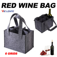 1Pc Protective Wine Storage Bag Washable with Carry Handle Wine Bottle Carrier Wedding 6 Bottles Felt Wine Bottle Holder Bag
