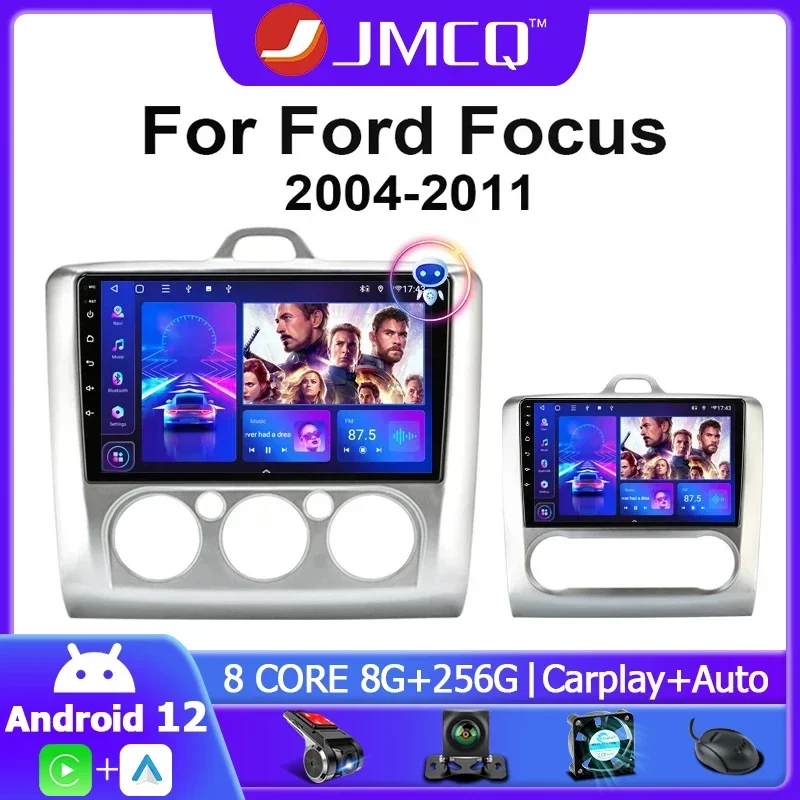 

JMCQ 9" Android 12.0 Car Radio Multimidia Video Player Navigation GPS For Ford Focus 2 3 Mk2/Mk3 2004-2011 DSP 2din Head Unit
