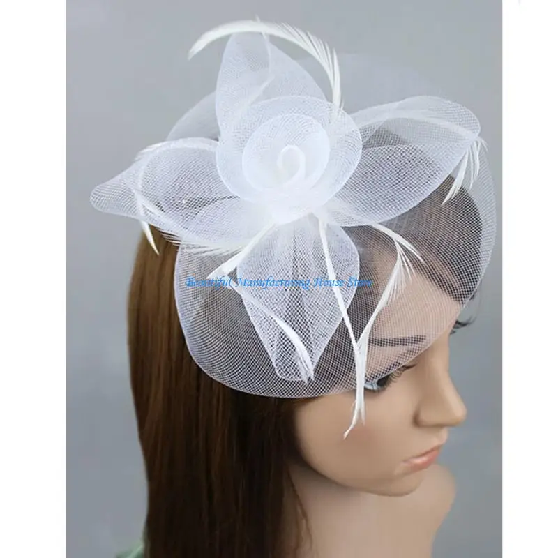 

E56A Party Hat and Gloves Set for Women Fascinators Hats with Short Lace Gloves Necklace Bracelet Earrings
