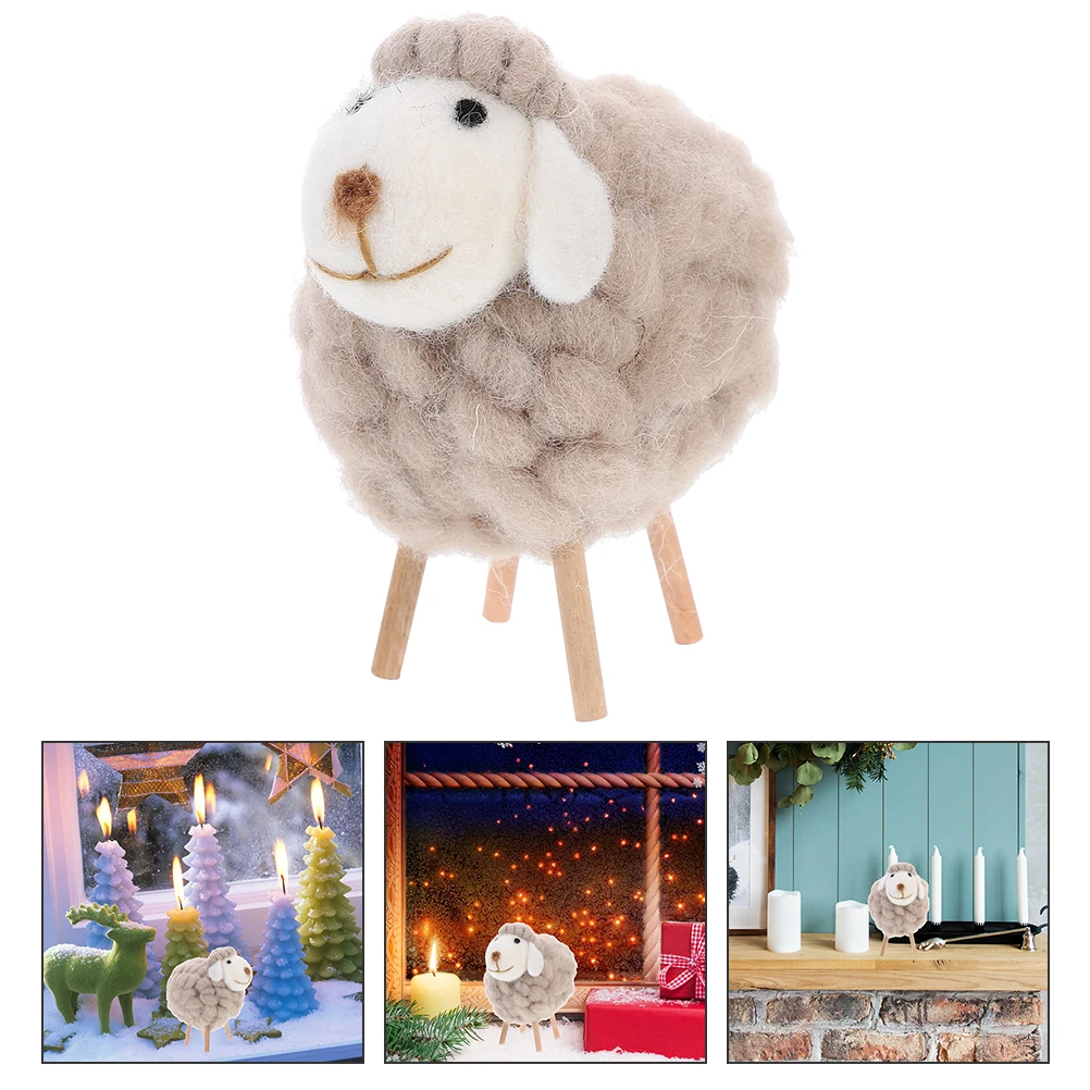 

2Pcs Christmas Felt Sheep Tabletop Ornaments Stylish Home Decoration Supplies Felt Sheep Figurines Christmas Decoration